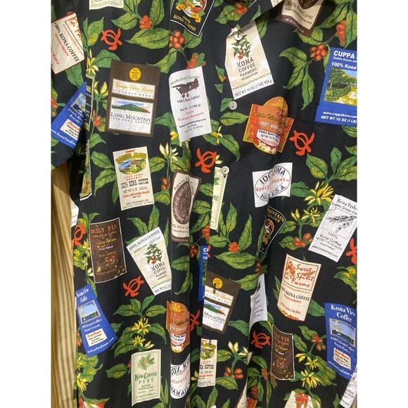 Coffee Hawaiian Shirt Button Down Unisex Mokulele Farms Large Cotton Limited Ed - Picture 4 of 11